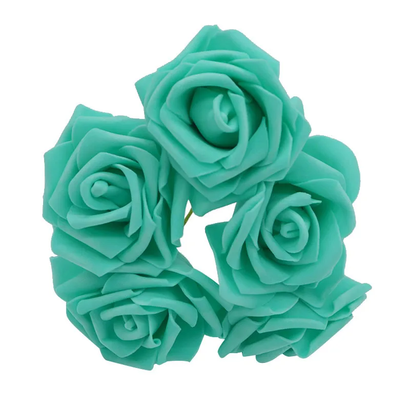 10 голов 8 см искусственная Роза PE цветочное Мыло DIY букет невесты венки для дома свадебные декоративные очаровательные цветы - Цвет: teal