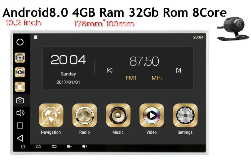 Excellent IPS 4GB Ram 8-Core 32GB Flash 10.2inch Android 8.01 Car Radio Gps For Nissan & Hyundai Universal Audio Headunit Indash Stereo 4G 1