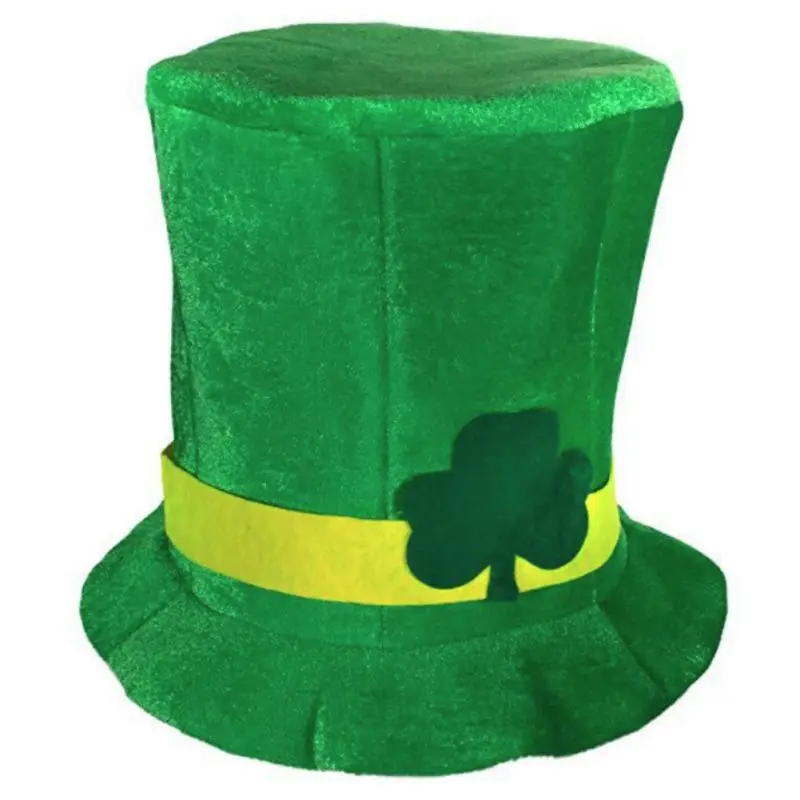 Ирландский Трилистник Кепка-дымоход зеленый бархатный топ шляпа День Святого Патрика праздничный костюм Лепрекон шляпа/рукав+ носки+ лямки - Color: A2