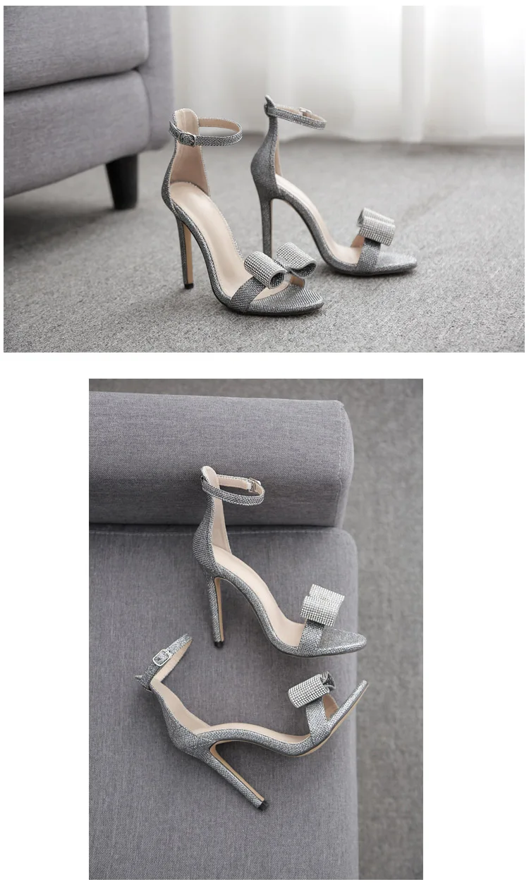 GENSHUO/Роскошная обувь; женские летние босоножки; пикантные свадебные туфли на высоком каблуке; босоножки с ремешком на щиколотке; Вечерние Босоножки на каблуке с открытым носком