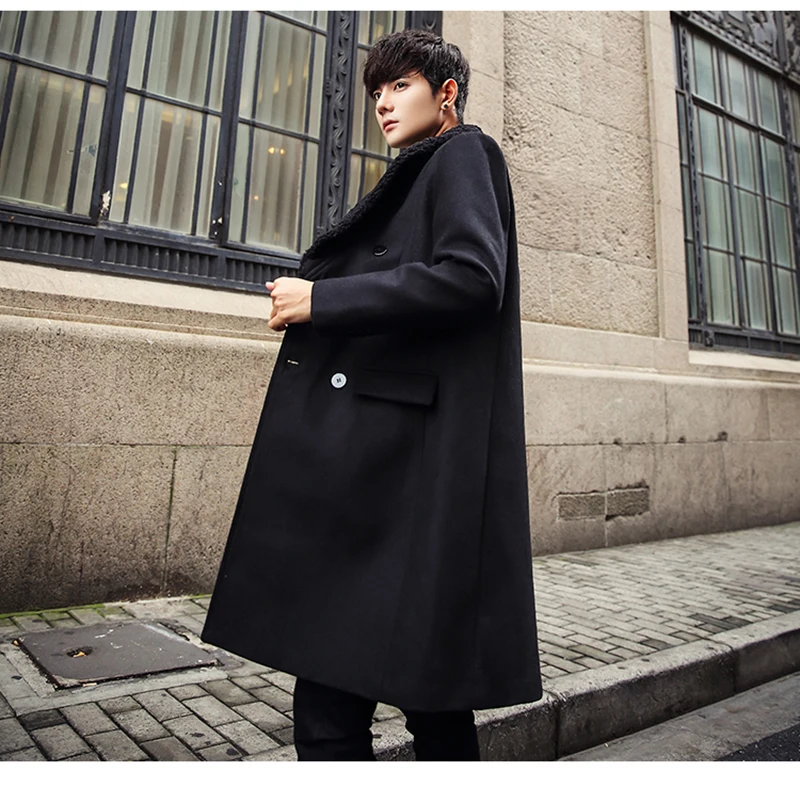 trench coat men winter lamb fur coat mens overcoat Modis  (12)