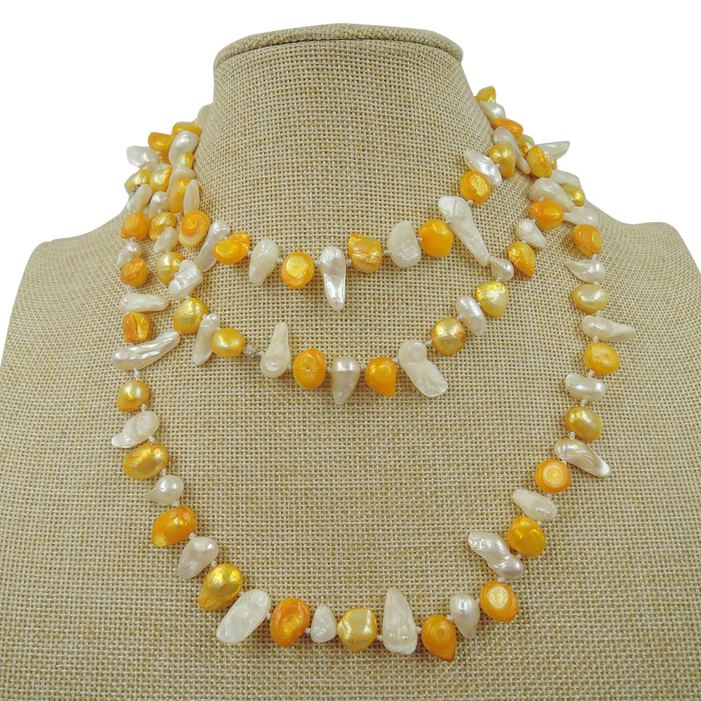 

100% NATURE FRESH-WATER PEARL LONG NECKLACE-120 CM in Baroque shape