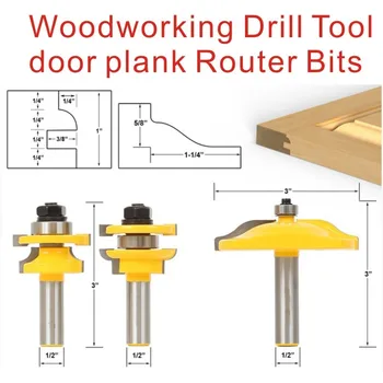 

3Pcs Tongue & Groove Router Bit Set 1/2 Inch Shank Woodworking Drill Tool Woodworking Cutter high quailty 12.7mm 1/2" 79.6mm