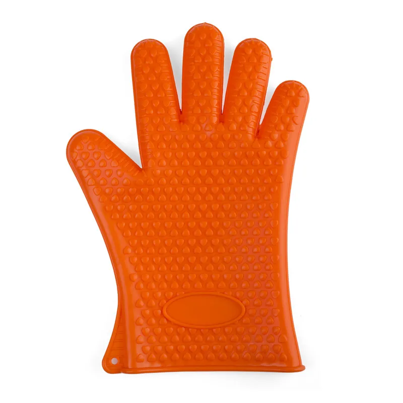 Five Fingers Silicone Glove Kitchen Bakery Heat Temperature Resistant Cooking Baking BBQ Oven Pot Holder Gloves Oven Mitt