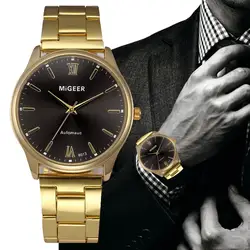 Для мужчин S часы Роскошные модные Для мужчин Бизнес наручные часы Кристалл Нержавеющая сталь Аналоговые кварцевые наручные часы браслет