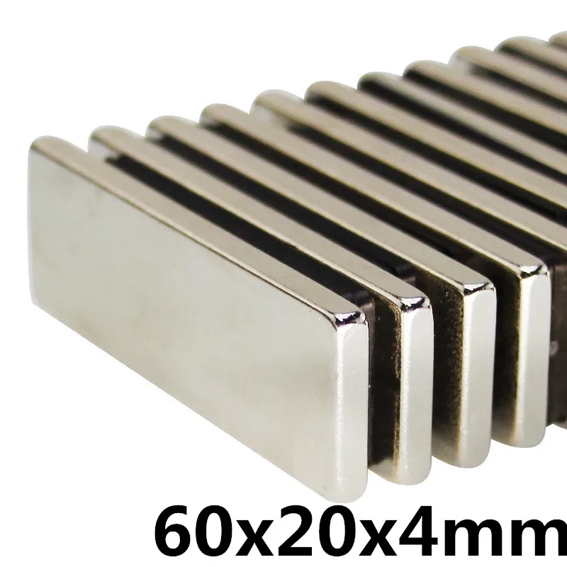

2pcs 60 x 20 x 4mm Square Block Long Bar Super Strong Magnet Rare Earth Neodymium Permanent Magnets N35Powerful