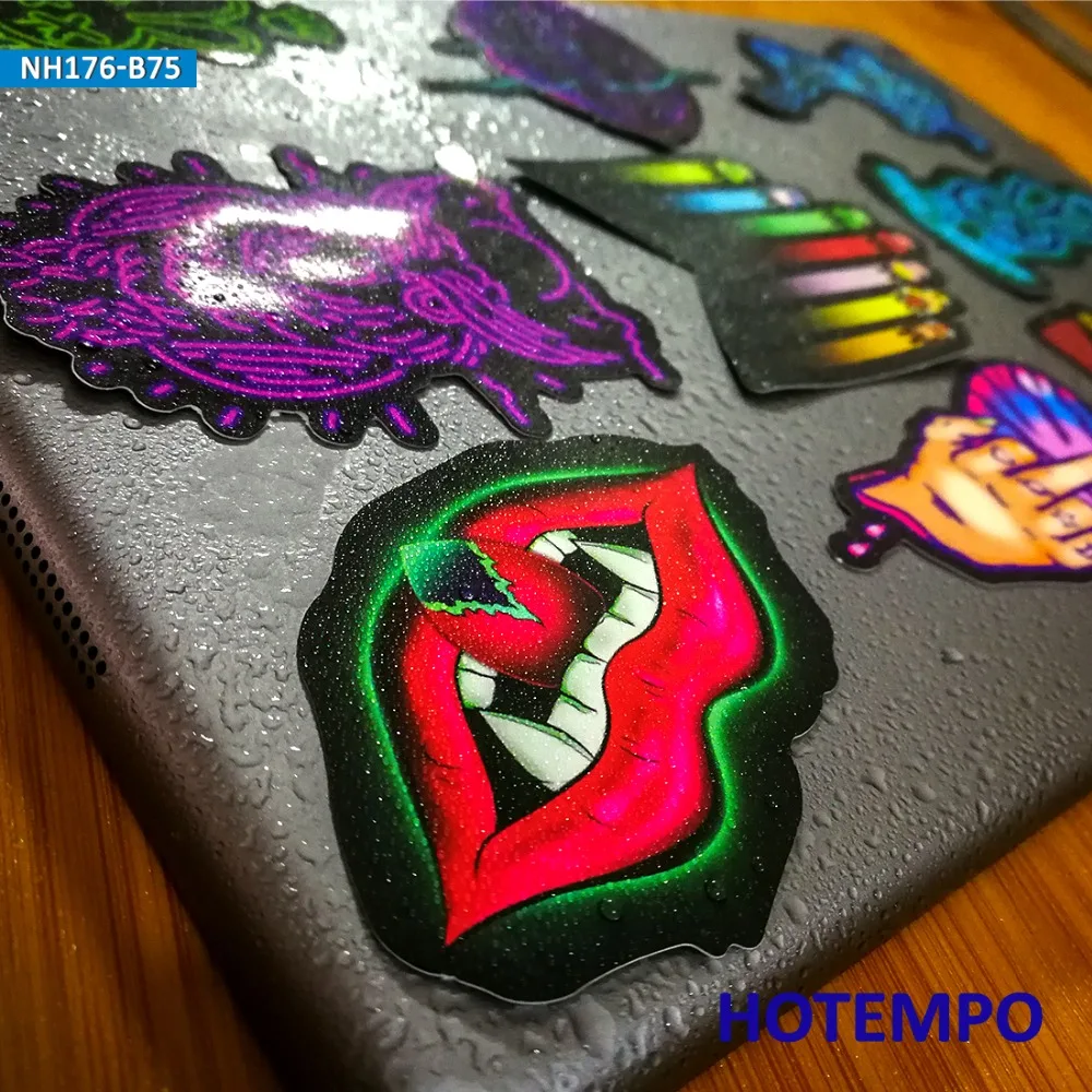 2019 الوافدين الجدد 75 قطعة اللون النيون ضوء بارد ملصقا المحمول للهاتف المحمول الأمتعة سكيت الدراجة حقيبة الجيتار ملصقات مصورة