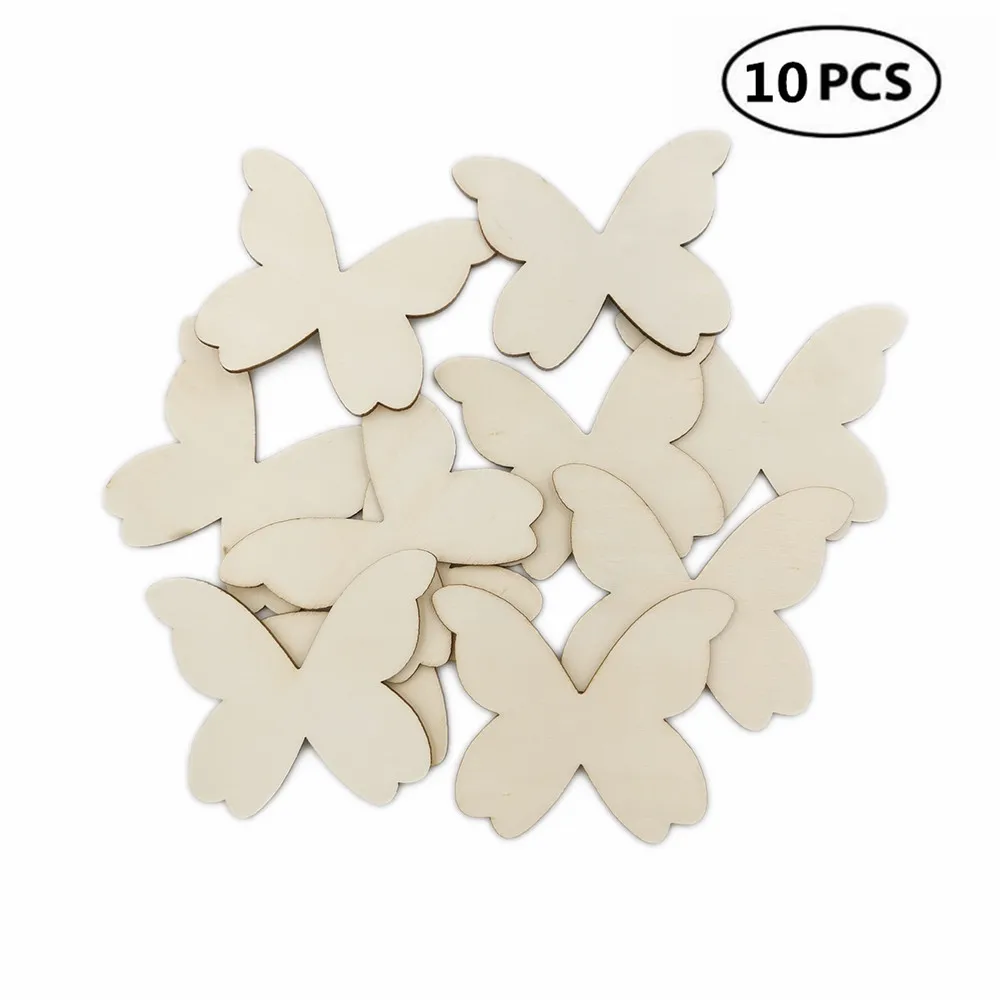

10pcs 80mm Natural Unfinished Wooden Butterfly Shaped Cutouts DIY for Craft Projects Decoration Wedding Gift Tag Craft