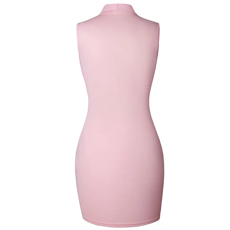 New Women V Neck Bodycon Mini Dress Sleeveless Summer Party Cocktail Short Dress