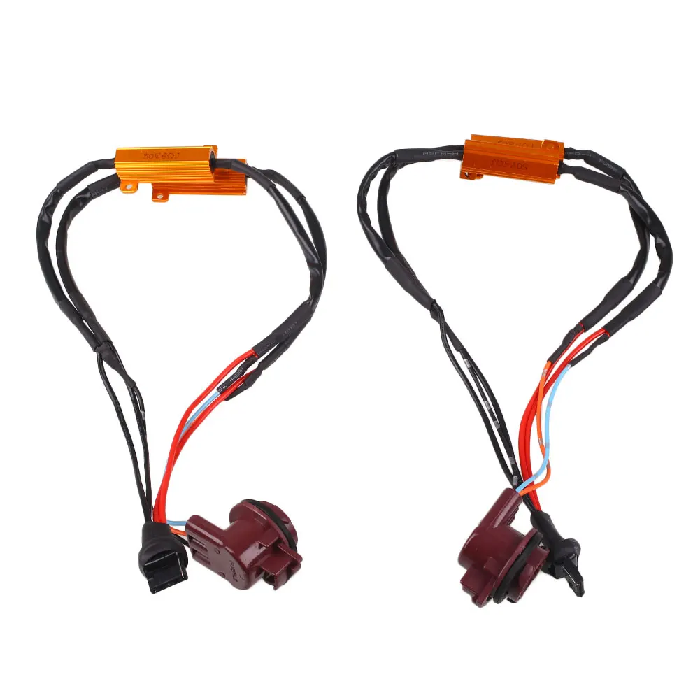 

2Pcs Car Auto 3156 LED Turn Singal Lamp Light Metal Decoder Gold Demoder Relay