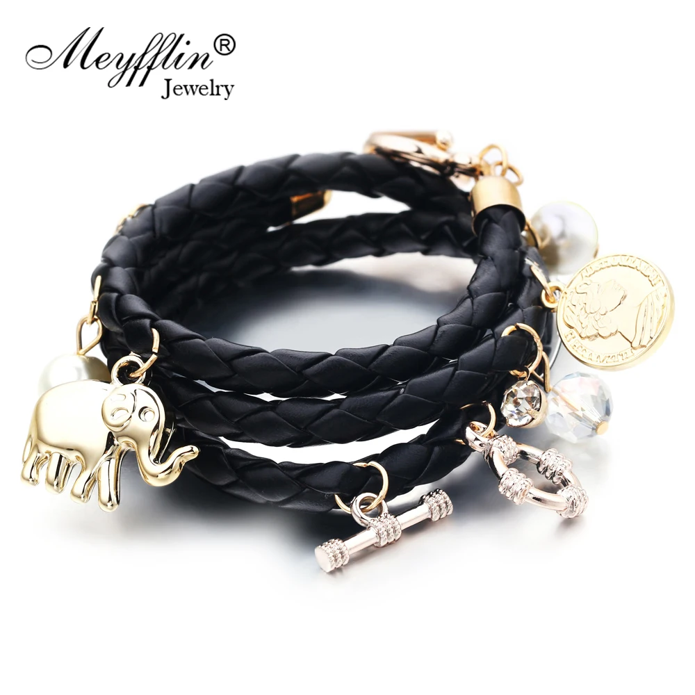 

Bracelets for Women Charm Bracelets & Bangles PU Leather Men Jewelry Bijoux Elephant Pulseira Feminina Pulsera Mujer Femme