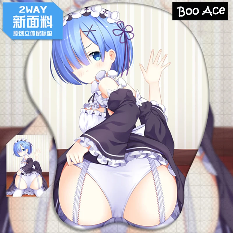

"Re: Zero" Rem Ram Anime 3D Buttock Gaming Mouse Pad with Wrist Rest Silicone gel filled 2way fabric Big Size