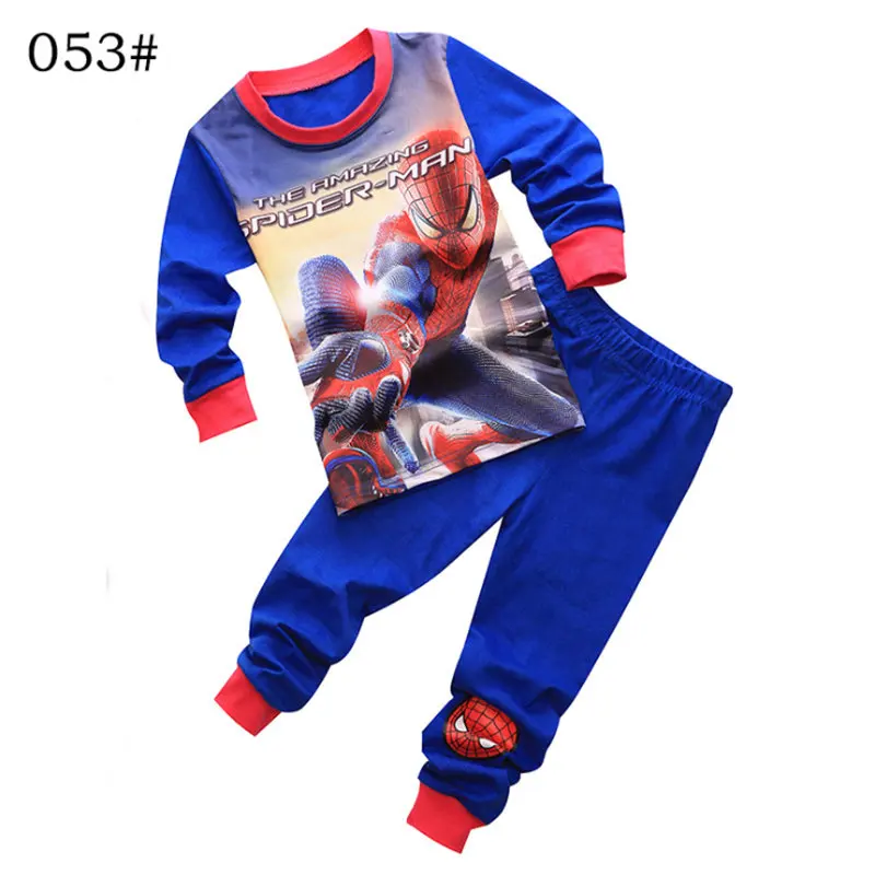 Пижамный костюм «супергерой» для маленьких мальчиков от 2 до 8 лет, костюм для сна для детей, одежда для мальчиков «Человек-паук», 2 предмета, одежда с длинными рукавами - Цвет: 045
