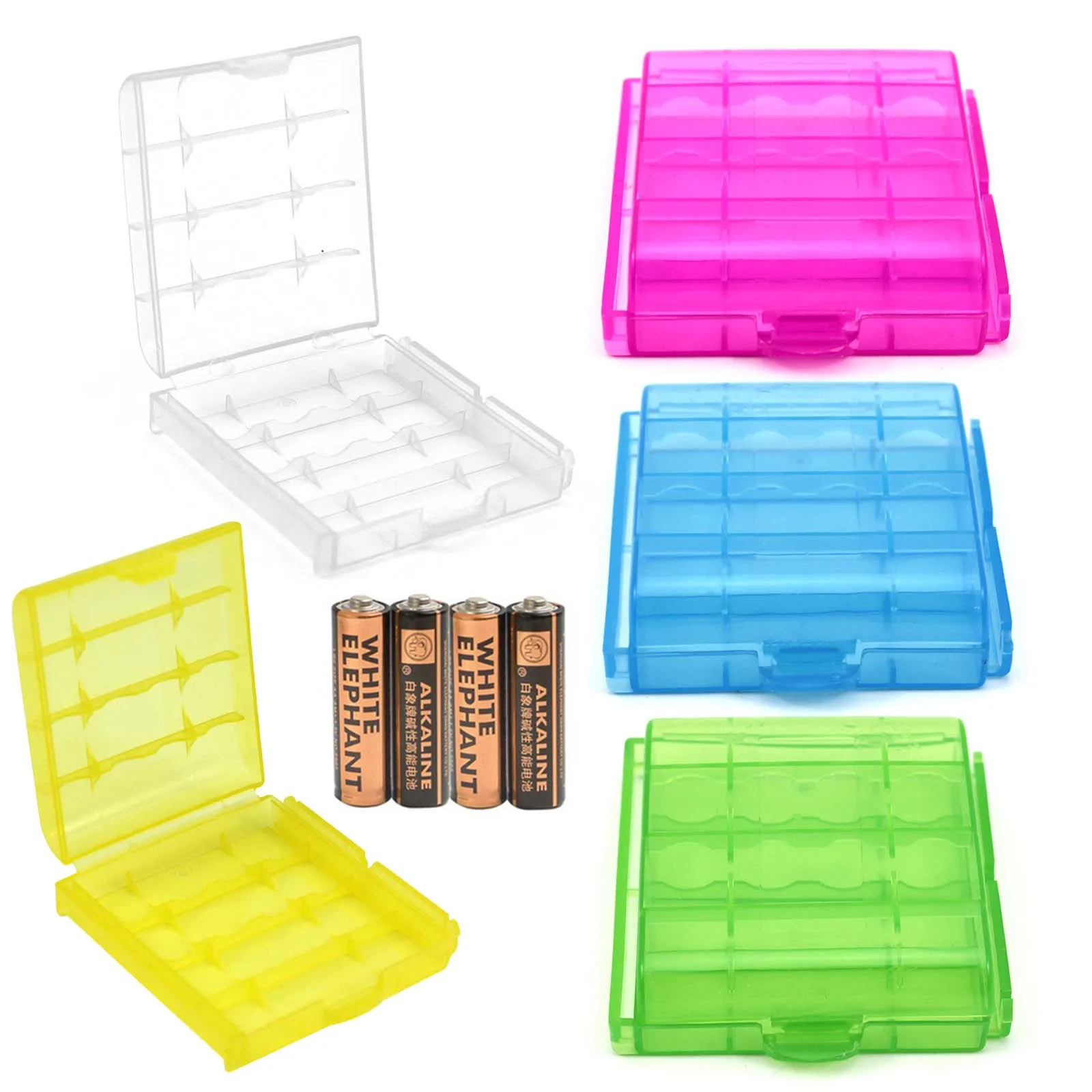 2pcs/lots Practical Plastic Battery Storage Box AA AAA Batteries Holder