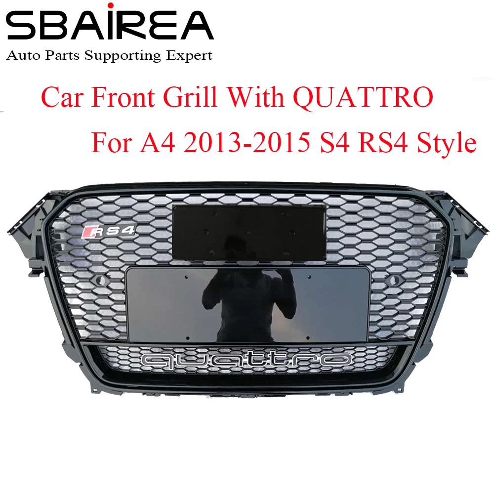 

SBAIREA RS4 Car Front Grill A4 Grill ABS Racing Grille With Quattro Sticker for Audi A4 S4 RS4 2013-2015 grade do carro