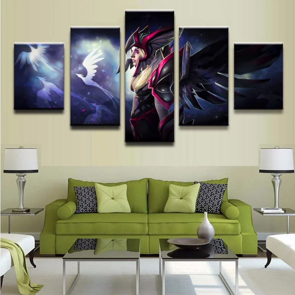  Canvas Oil Printed Painting 5 Panel Wall Art Picture DOTA 2 Vengeful Spirit Modular Artwork game po