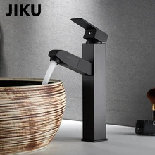 JIKU Bathroom Faucet Black Single Handle Hot Cold Switch Water Mixer Taps Wash Basin Bathroom Deck Mounted Basin Faucet bathroom faucet into the wall cold and hot water taps embedded type mixer double handles table basin wash basin faucet torneira