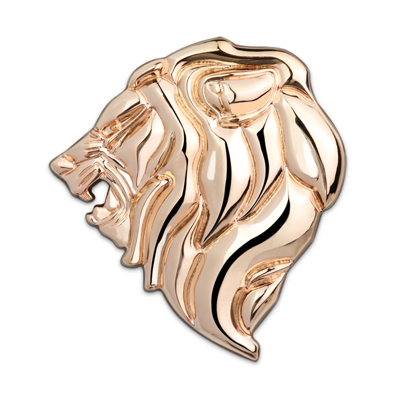 

Chrome Metal Lion Head 3D Emblem Totem Badge Car-Styling Car Body Sticker Power Symbol Left Right for Lion Club Logo Top Quality