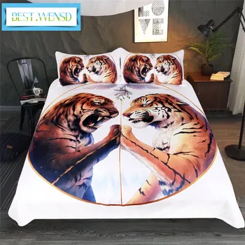 

A pair of tigers 3d bedding set Love tiger Home textiles bedclothes duvet cover+pillowcases bedspread dekbedovertrek 2 persoons