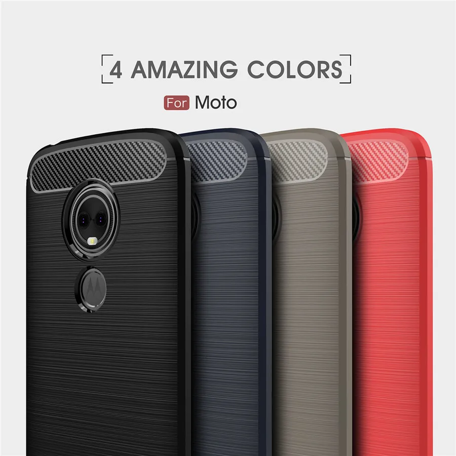 

Shockproof Phone Case For Motorola E5 Play Cases Power Cover MOTO E6 E5 E4 C Plus G5s Carbon Fiber TPU Silicone Phone Back Case