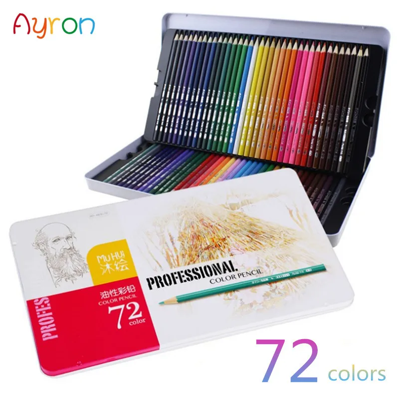 

Ayron 36/48/72 Colors Lapis De Cor Professional Oil Colored Pencil Set For Drawing Painting Sketch Tin Box Art School Supplies