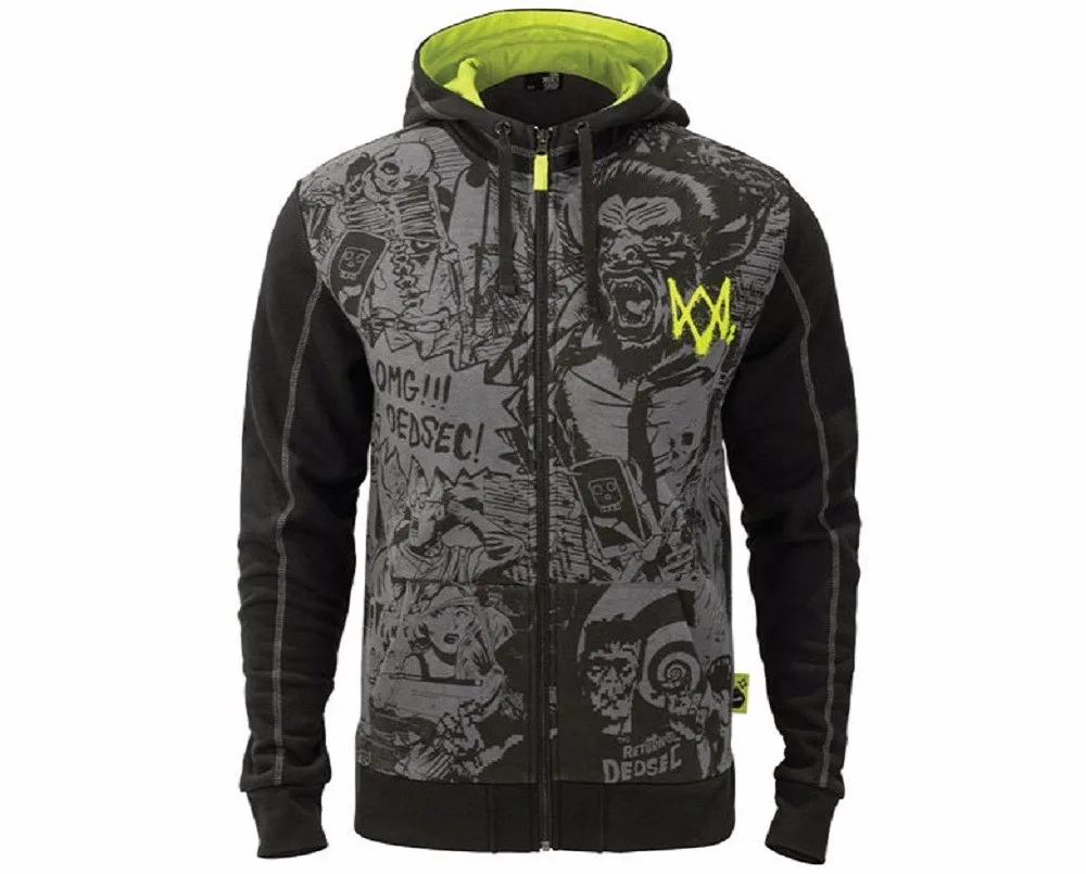Game Watch Dogs 2 DedSec 100% Cotton Sweatshirts Men's Hoodies  Long Sleeve Jackets Cosplay Costume Halloween Christmas Gift