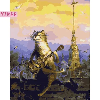 

diy oil painting by number,Guitar cat,painting by numbers for home decoration