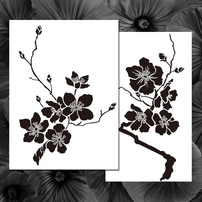 Rose Stencil Pochoir Fleur Pochoir Branche Fleur 2 Couches A3 Réutilisable Pour Enfants De Lenvironnement Pour La Peinture Pochoir Mur Et