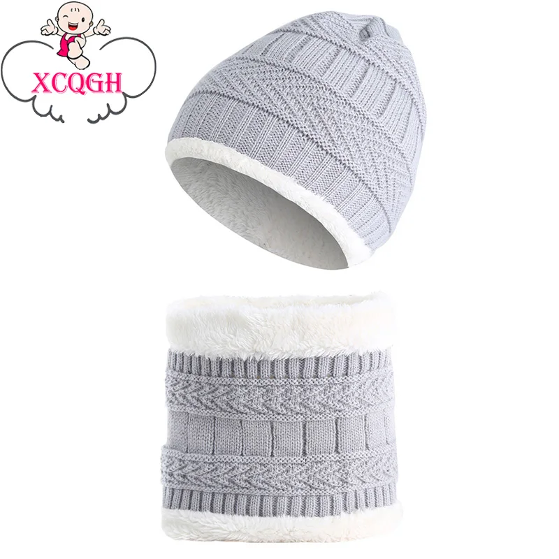 

XCQGH 2018 Baby Hat Scarf Coral Fleece Winter Warm Set For Boy Girl Cotton Winter Children Beanies Hat Neck Scarf 4 Colors