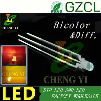 

Free shipping Round dip 3mm led RED&YELLOW diffuse bicolor led indicator 20mA 2.0-2.5V(CE&Rosh)