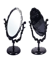 2016 hot sale New Makeup Desktop Rotatable Gothic Small Size Rose Stand Compact Mirror Black Butterfly Free Shipping