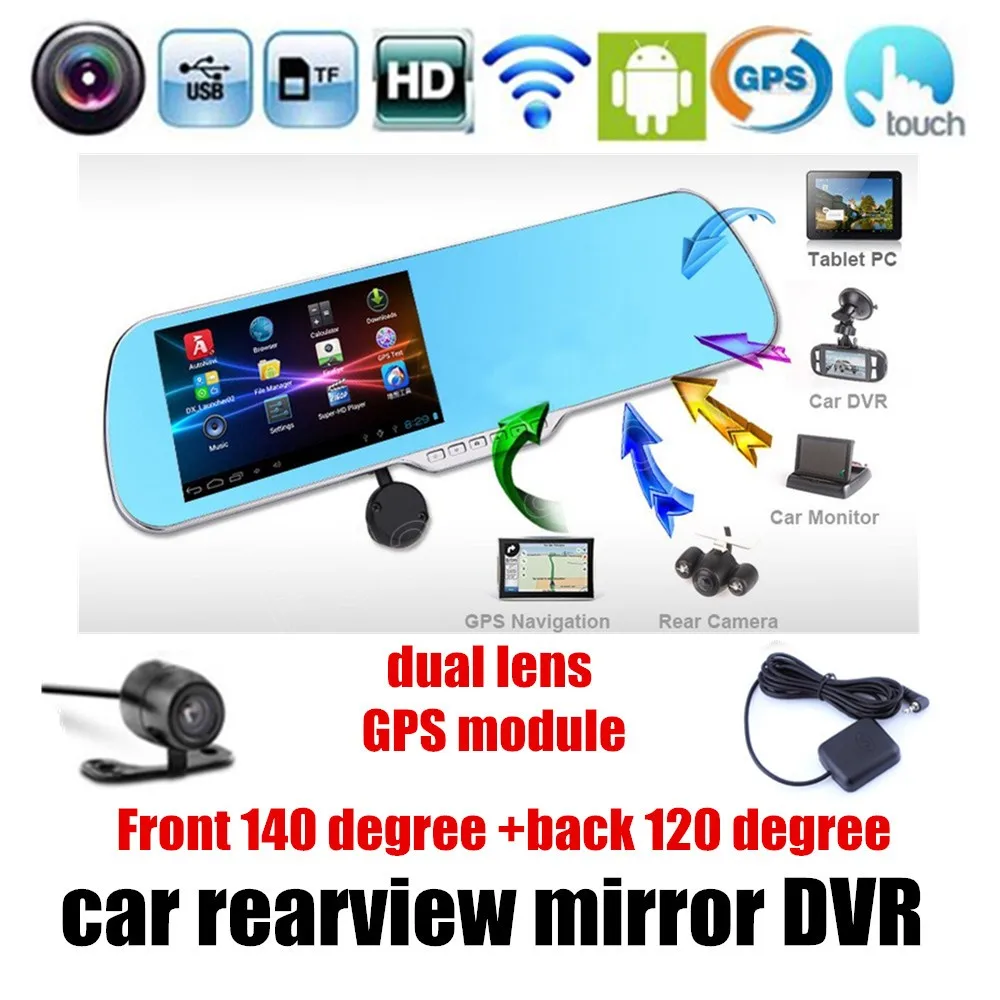 

for android WIFI GPS navigation 5 inch Special Car DVR GPS for Android Rearview mirror Mirror Dual Lens Camera touch screen