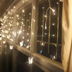 4 м Фея LED Бабочка Шторы огни Гарланд Строка Рождественские огни Праздник Новый год Свадьба Luminaria украшения освещения