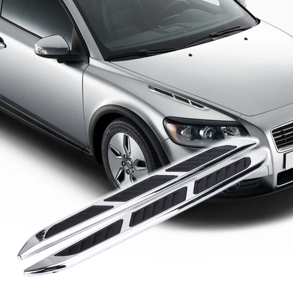 

2pcs Personality 3D Sticker Car Chrome Grille Shark Gill Simulation Air Flow Vent Fender Decal Auto Decoration