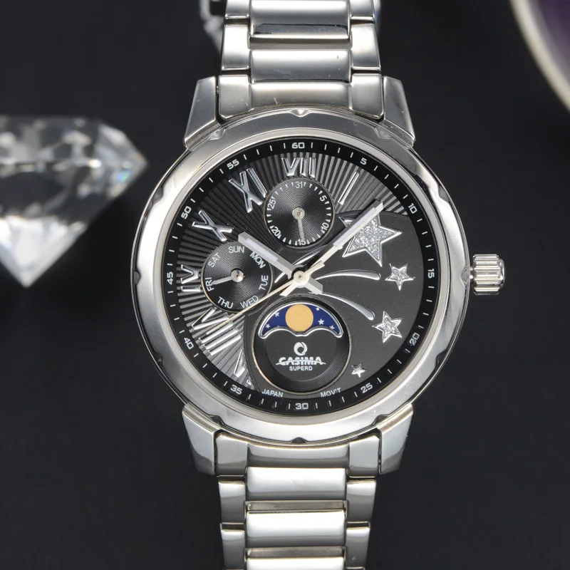 CASIMA модные креативные кварцевые наручные часы, женские часы-браслет из нержавеющей стали, водонепроницаемые женские часы 50 м#2802