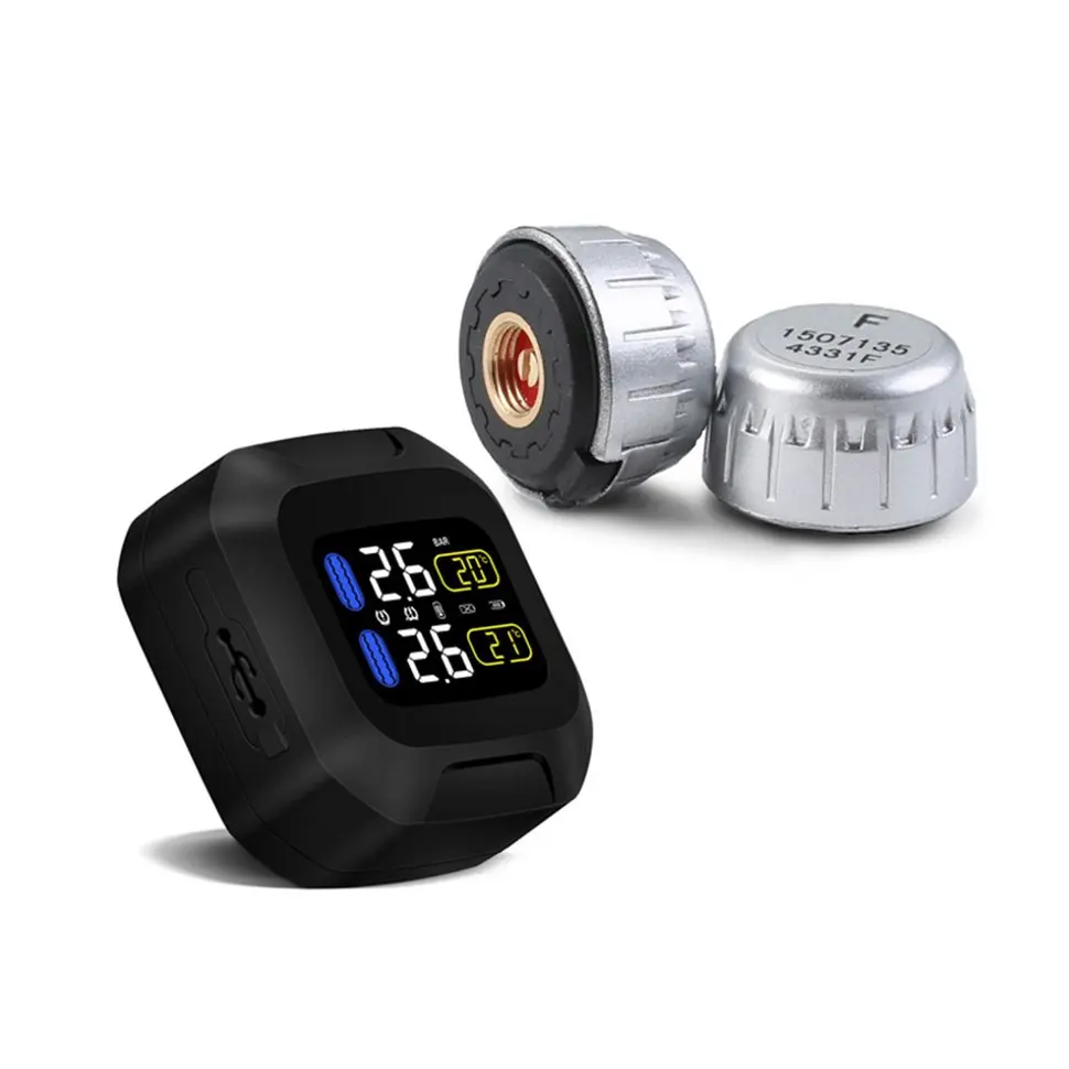 

Universal Motorcycle TPMS 2 External Sensor Digital Waterproof Tire Pressure Monitoring System for Two-wheels Motorcycle