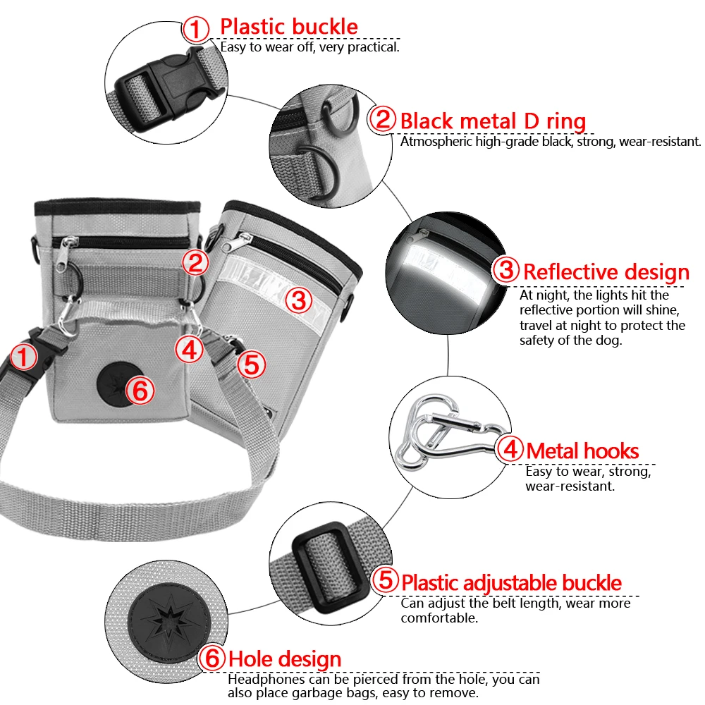 Тренировочный мешок для лакомства собак с мешком для какашек, дозатор для собак, сумка для прогулок, еды, лакомства, закусок, сумка для ловкости, наживки, тренировочные карманы