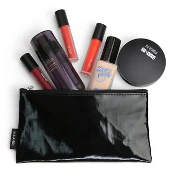 

Women Fashion Solid Cosmetic Brushes Bags Portable Zippers Thin Toiletry Travel Organizer Beauty Travel Cosmetic Bag