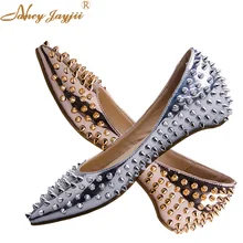 Роскошные женские балетки на плоской подошве с заклепками; цвет серебряный, золотой; сезон лето-весна; Удобные Повседневные Вечерние туфли с острым носком; женская обувь; ; zapatos mujer
