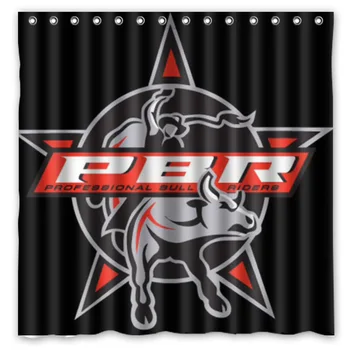 

Bath Polyester Fabric Waterproof Shower Curtain Professional Bull Riders Shower Curtains 180x180cm With White Hooks