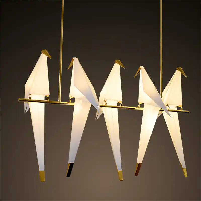 Gold Bird Cage pendant Lamp Living room Bedroom origami bird light