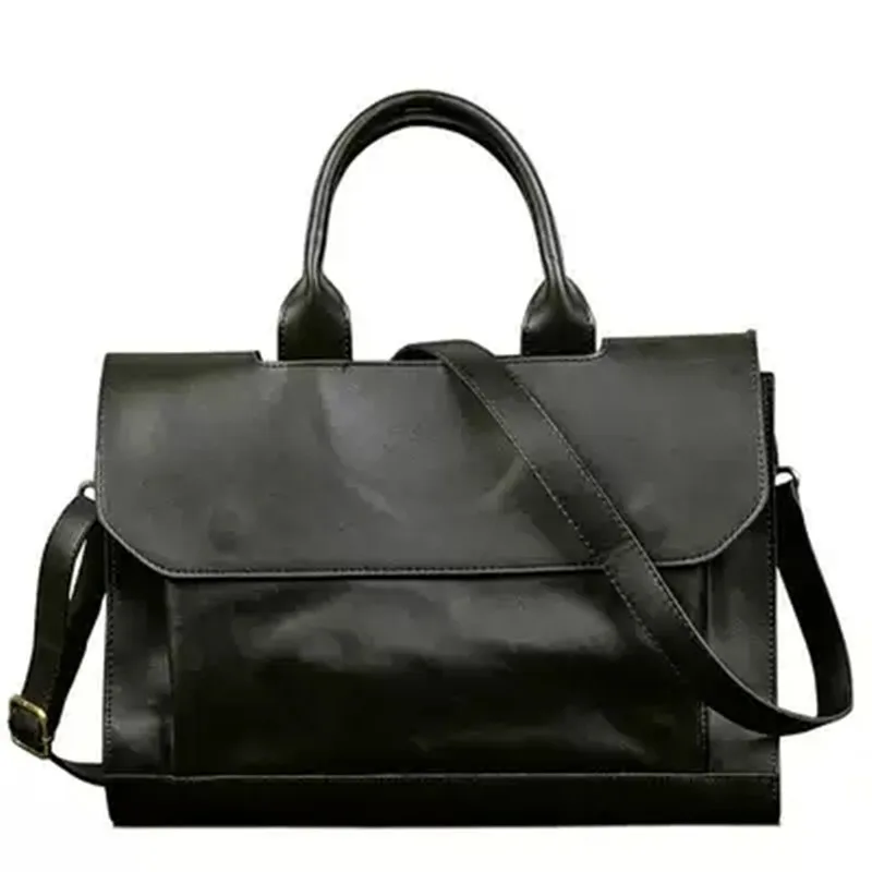 

Retro Men's Briefcase Crazy Horse Leather Laptop Handbag Designer Shoulder Bags Business Messenger laptop Bag men Crossbody bags