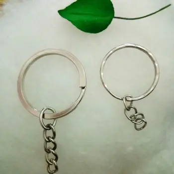 

Hot New 100pcs 25mm30mm jewelry findings chain Key Ring Key Chains Rhodium Plated Round Split rings keychain DIY Jewelry Making