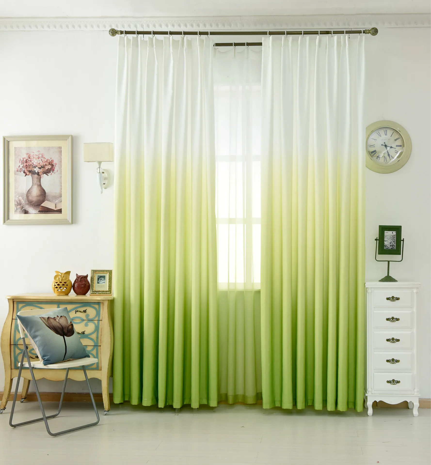 Высокий класс 5 градиент цвета желтый синий серый розовый зеленый Шторы Современные тюлевые шторы для гостиной и ткани Красивые