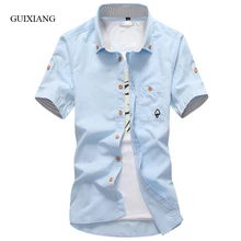 Новая летняя Стильная мужская рубашка с коротким рукавом высокого качества модная повседневная вышитая маленький гриб 11 цветов Мужская тонкая рубашка