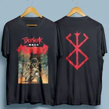 Berserk Япония Аниме Манга серии футболка для мужчин две стороны хлопок подарок футболка США Размеры S-3XL