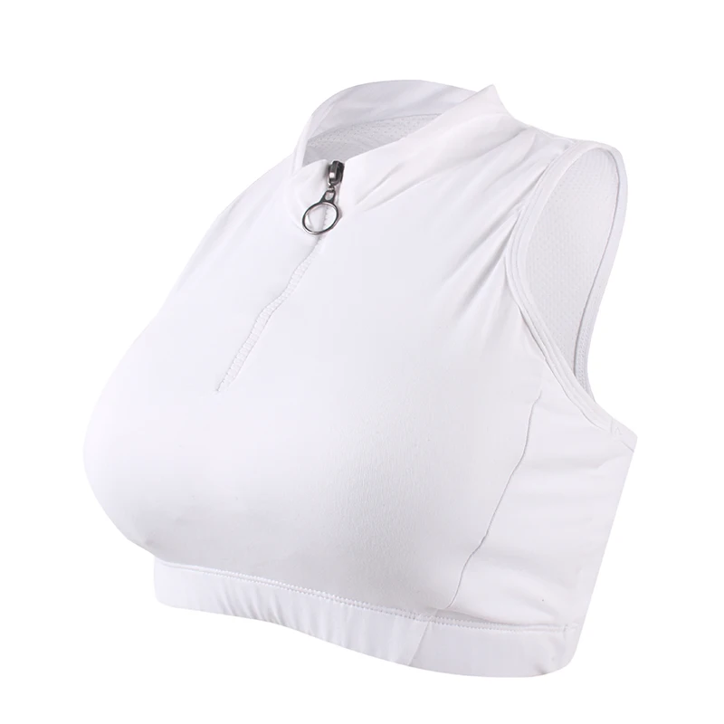 

Zipper Yoga Sports Bra Padded Push Up High Collar Fitness Vest Top Women Sleeveless Tank Top Gym Elastic Running Bra