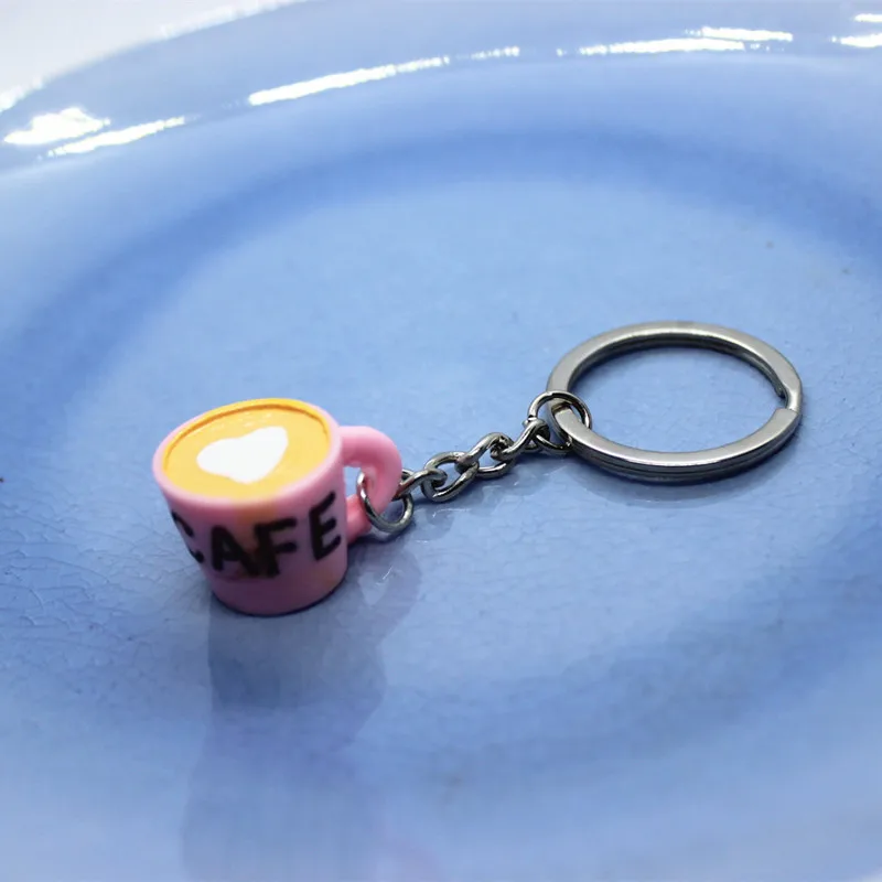 Смола моделирование мини формы в виде сердца кофе брелок в виде чашки Творческие буквы кафе Ювелирные изделия Подарки сумка автомобиль аксессуары для мобильных телефонов - Цвет: Розовый