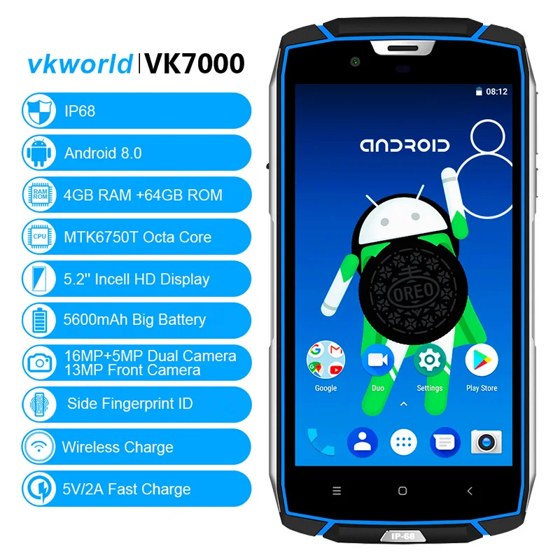 Бесплатная Беспроводной Зарядное устройство Vkworkd VK7000 4G LTE IP68 прочный смартфон