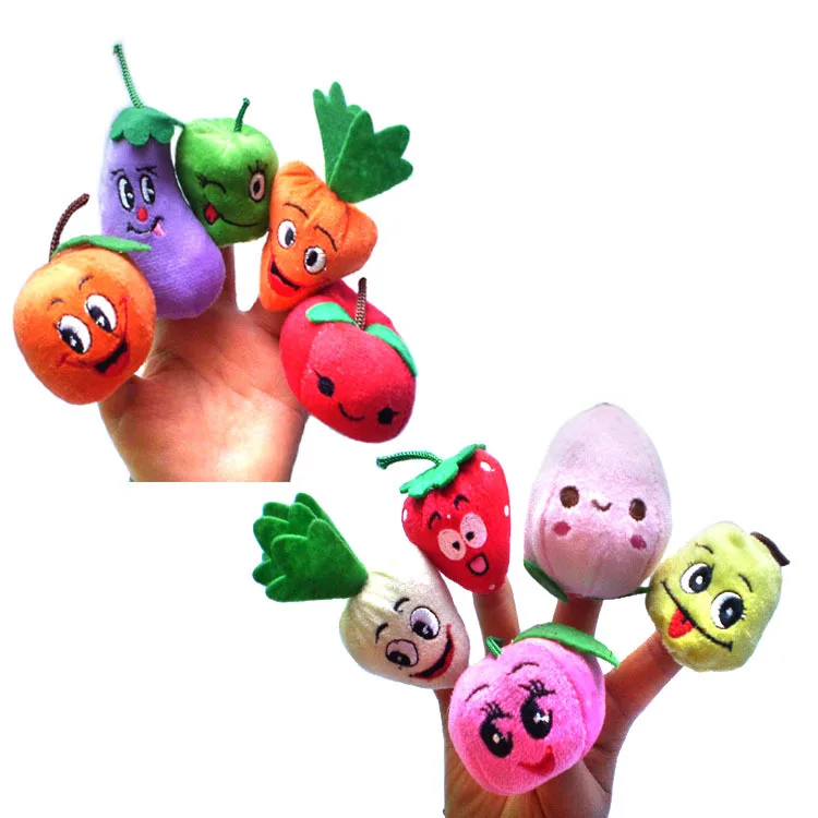 10 шт./партия овощи и фрукты пальчиковые куклы тканевые куклы детские развивающие ручные игрушки История Малыш, плюшевые игрушки, детские игрушки